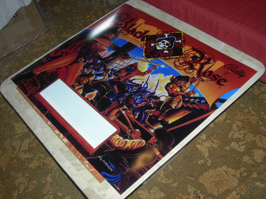 "Black Rose Pinball Translite" (BALLY) reproduction printed in HQ